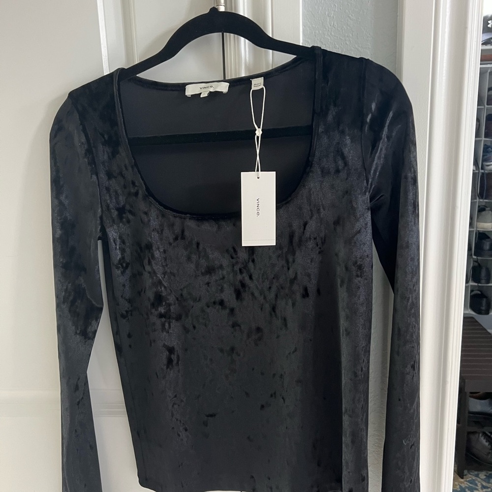 Vince NEW black velvet top